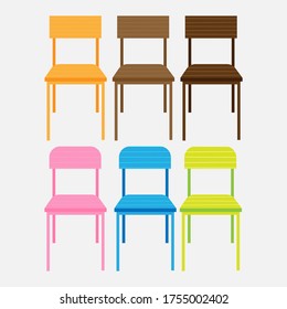 Set of chairs. Multi-colored kitchen furniture. Flat illustration