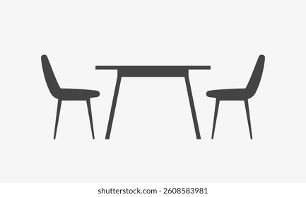 Set of chairs and table for restaurants or  cafes. Interior furniture for rest and eating. Vector illustration