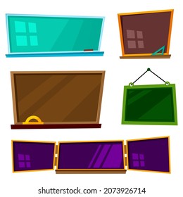 set of chalk board cartoon style
