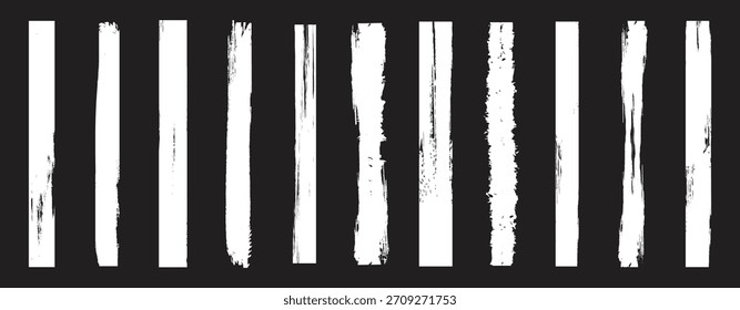 Set of chalk brush lines. Hand drawn grunge lines on chalkboard background can be used as art brushes. Vector illustration..  