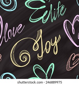 Set of chalk calligraphic doodle inscriptions