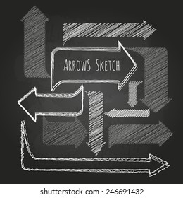Set of chalk drawing arrows
