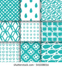 Set of chalk drawn seamless patterns