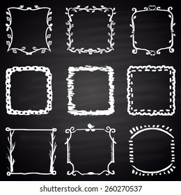 Set of chalk painted frames with natural materials. Spring theme.