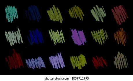 Set chalk stroke.  Vector distressed grunge modern textured chalk stroke. Hand drawn vector.
