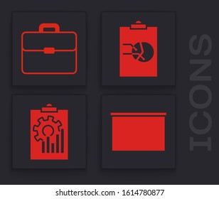 Set Chalkboard, Briefcase, Clipboard with graph chart and Clipboard with graph chart icon. Vector