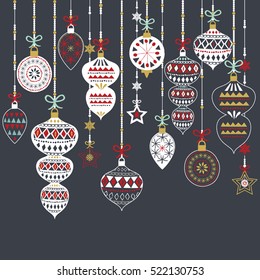 Set of Chalkboard Christmas Ornament Set with different pattern and color.