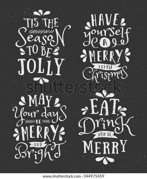 Set Chalkboard Style Christmas Typographic Designs Stock Vector
