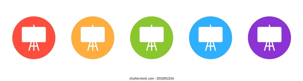 Set of chalkboards icons in wooden frames. School board icons in different colors. Vector illustration