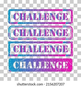 Conjunto de símbolos de marca Challenge, botón de signo de etiqueta adhesiva, ilustración vectorial de banner de texto.