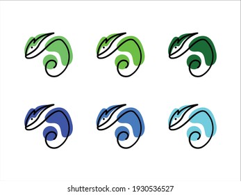 set of chameleon logo, Cute chameleon logo design template, animal logo, logo for nature business