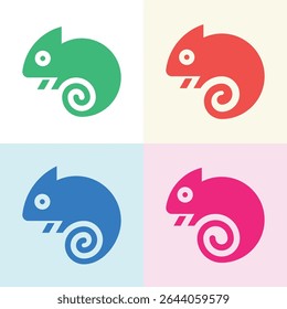 Conjunto do logotipo Camaleão. Design de ícones. Elementos do modelo