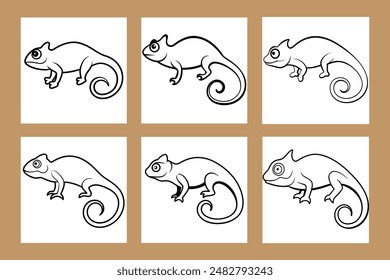 A set of Chameleon silhouette vector