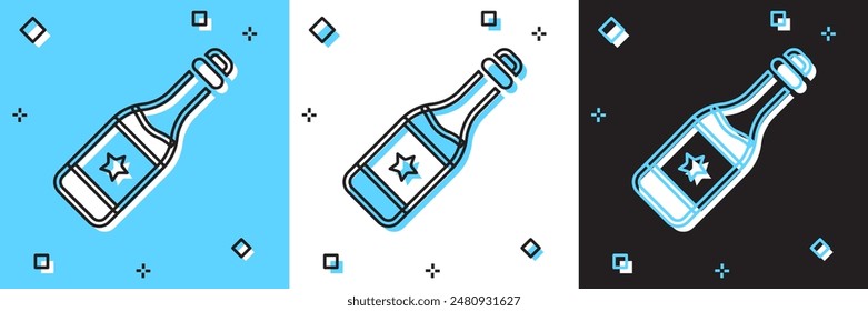 Set Champagne bottle icon isolated on blue and white, black background. Merry Christmas and Happy New Year.  Vector