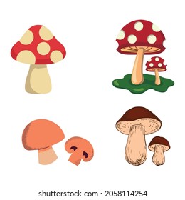 conjunto de hongos campeones , línea vectorial aislada o logotipo símbolo de señas aislado icono, contorno y estilo de trazo Colección de ilustración vectorial de alta calidad,