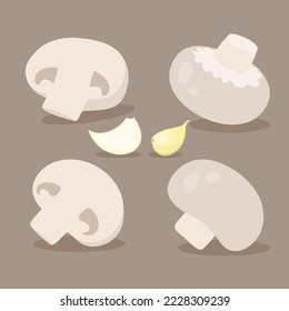 Set of champignons. Flat style. Vector illustration 