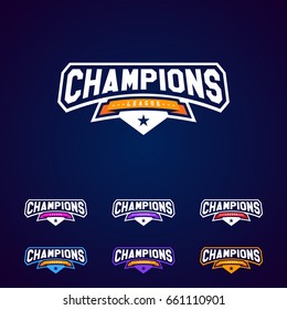 Set Of The Champion Sports League Vector Logo Emblem Badge Graphic With Star
