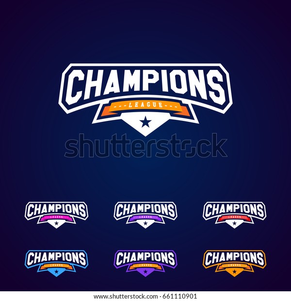Set of the Champion sports league vector logo emblem\
badge graphic with star