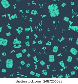 Set Championship tournament bracket, Air hockey table, Skates and Air horn on seamless pattern. Vector