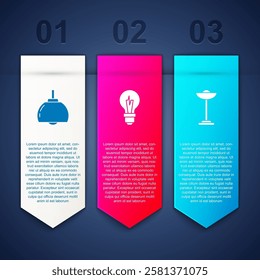 Set Chandelier, Light bulb and Floor lamp. Business infographic template. Vector