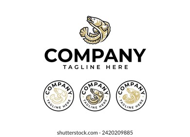 set of channa snakehead fish logo design for fish shop and fishing sport business company