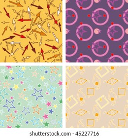 set of chaotic geometric seamless pattern, abstract background