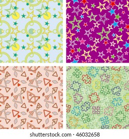 set of chaotic geometric seamless pattern, abstract background