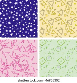 set of chaotic geometric seamless pattern, abstract background