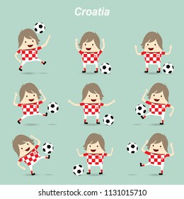 set character actions croatia national football team, businessman happy is playing soccer relax idea