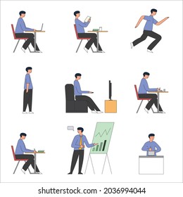 set of character activity for business, vector