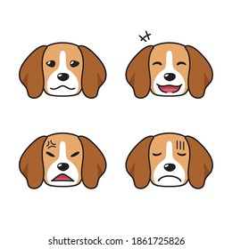 Set of character beagle dog faces showing different emotions for design.