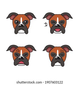 Set of character boxer dog faces showing different emotions for design.