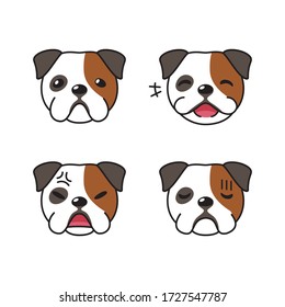 Set of character bulldog faces showing different emotions for design.