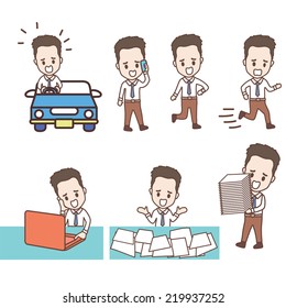 set of character business man habitat