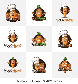 Set of Character Carrot logo design concept vector. Creative Carrot Logo Design Template.