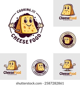Set of Character Cheese logo design concept vector. Creative Cheese food Logo Design Template
