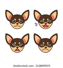 Set of character chihuahua dog faces showing different emotions for design.