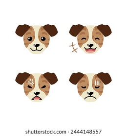 Conjunto de caras de perro de carácter que muestran diferentes emociones para el diseño.