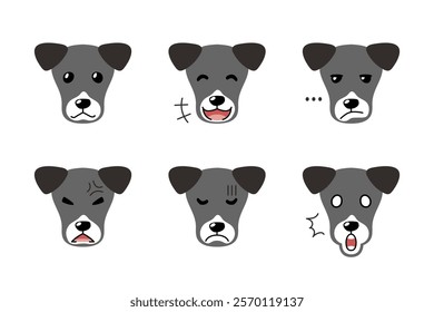 Set of character dog faces showing different emotions for design.