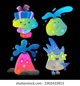 set character doodle hand drawn abstract colorful gradient cute 