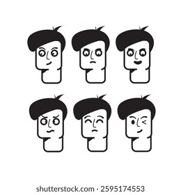 Set of character emotions. Vector illustration. Flat style