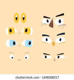 Set of character eyes with different emotions