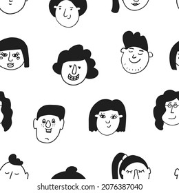 Zeichensatz im Doodle-Stil, Vektornahtloses Muster.