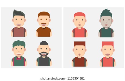 a set character flat people face