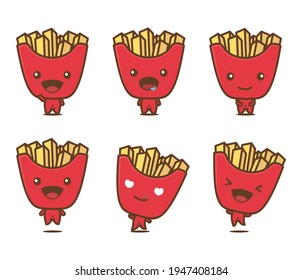 set character French fries fast food cartoon illustration