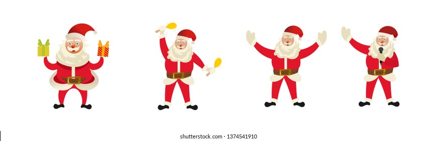 Set character Funny Santa Claus isolated  For Christmas , cards, banners, tags