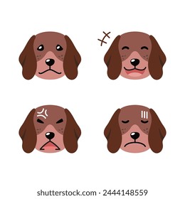 Set of character german shorthaired pointer dog faces showing different emotions for design.