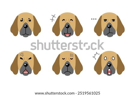 Set of character great dane dog faces showing different emotions for design.