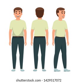 	
Set of character a handsome man in casual clothing in different poses. Vector illustration in cartoon style.