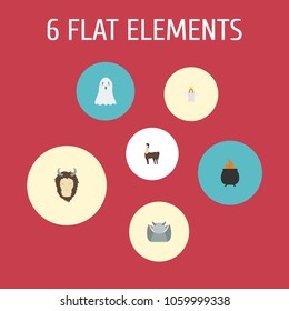Set of character icons flat style symbols with gargoyle, fire, chimera and other icons for your web mobile app logo design.